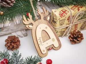 Adorno Navideño de Reno de Madera, Corte Láser, Nombre Personalizado, Decoración Festiva, Estilo Rústico, Decoración para el Hogar, Tema Invernal - Product Image 3