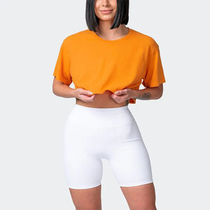 <b>Women</b> Eco-Friendly 100% Cotton Crew Neck Short Sleeve Crop Top T-<b>Shirt</b> High Quality Blank <b>Black</b> & White Plain Design - Product Image 6