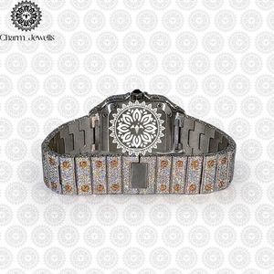 Charm_Jewells Luxury Women's Square Stainless Steel <b>Watch</b> <b>Diamond</b> Encrusted Sapphire Crystal Analog Quartz Movement - Product Image 2