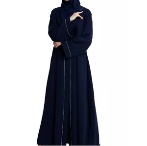 Abaya maxi décontractée pour femmes en coton et polyester avec impression personnalisée, respirante, service OEM ODM personnalisé, abayas de Dubaï, vêtements musulmans - Product Image 1