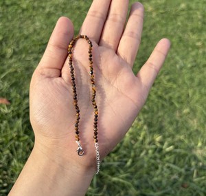 Premium Tiger Eye Crystal <b>Beaded</b> <b>Anklet</b> 925 Sterling Silver Handmade Faceted Gemstone Lusterelics LA-10 Unisex Adjustable Bulk - Product Image 5