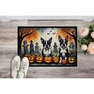 Boston Terrier Spooky Halloween <b>Doormat</b> Non-Slip <b>Washable</b> Low Pile Indoor/Outdoor Front Door Mat 24H X 36W - Product Image 2