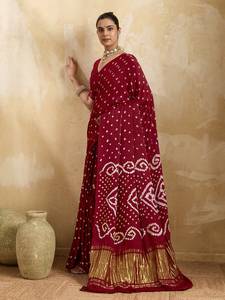 ผ้าซารีแบบกูจาราตี ลายลักดี ปัลลู บันดาฮี ดานี - Product Image 2