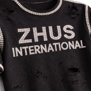 T-shirt Streetwear Homme Oversize Déchiré et Vieilli avec Strass, 100% Coton Respirant et Écologique – Meilleure Vente - Product Image 5