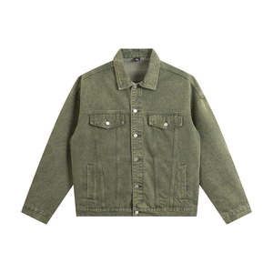 OEM New Wholesale <b>Men's</b> Streetwear Vintage Washed Oversized Denim <b>Jacket</b> Unisex Multi Color Pink <b>Black</b> Khaki Cotton <b>Jean</b> <b>Jacket</b> - Product Image 4
