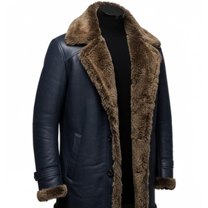 Abrigo de Piel de Oveja Personalizado de Lujo para Hombre, Prenda Exterior de Cuero Grueso y Cálido de Primera Calidad, Abrigo Exclusivo de Piel de Oveja con Acabado Suave - Product Image 6
