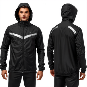 Hot Sale Premium <b>Men's</b> <b>Lightweight</b> Windbreaker <b>Jacket</b> Water Resistant Hooded Outerwear Modern Color Block Design - Product Image 1