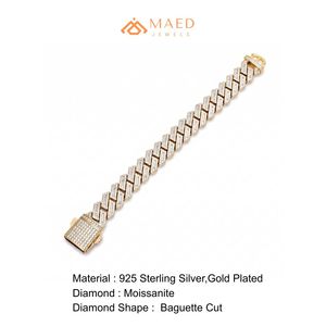 Bracelet en moissanite plaqué or 18 carats, bijoux de mode, bracelet à maillons cubains pour femmes et hommes, cadeau élégant, bijoux fins, New York City, NY - Product Image 6