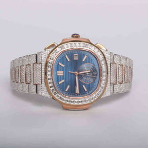Montre-bracelet pour homme entièrement sertie de diamants Moissanite, fabriquée en acier inoxydable avec une clarté VVS améliorée - Product Image 1