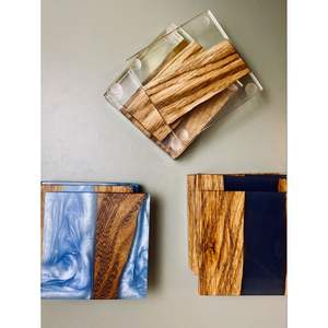 Resin and <b>Wood</b> Coasters for <b>Table</b> Protection Decorative <b>Mats</b> & Pads - Product Image 2