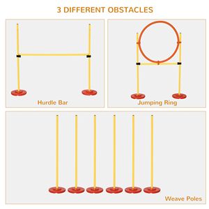 Set di Attrezzature Portatili per Addestramento Cani con 3 Ostacoli Regolabili, Include Pali per Agility e Anello per Salto in Altezza - Product Image 4