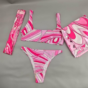 2026 Popular Designer Printed Strapless <b>Bikini</b> Swimwear Women Eco Friendly Breathable Stretch Beachwear Summer Swimming Set - Product Image 4