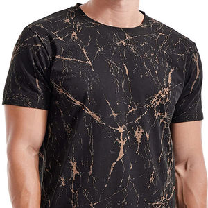 Camiseta de Manga Corta para Hombre, Diseño de Mármol Negro y Dorado, Corte Ajustado, Cuello Redondo, Informal, Tejido de Poliéster Transpirable, Fabricación OEM ODM - Product Image 5