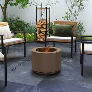 Brasero portable sans fumée pour jardin, patio, pique-nique, avec pique-foyer pour camping, en acier bronze - Product Image 2