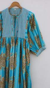 Vestido de Gasa de Algodón con Estampado de Tigre: Vestido Midi Mini |   Estilo Vintage |   Estilo Boho |   Vestido de verano de algodón |   Túnica - Product Image 4