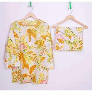 Robe longue vintage 100 % coton satiné à manches longues, imprimée à la main, respirante, taille élastique, décontractée pour femme 2026 - Product Image 1