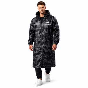 Veste de pluie imperméable à capuche pour homme, design camouflage personnalisé, polyester enduit de PVC, doublure polaire longue, coupe-vent, vêtements de travail en plein air - Product Image 2