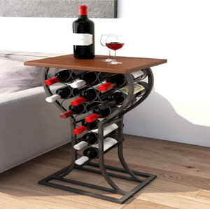Chariot à vin vintage avec roues décoratives, un seul support pour bouteille et un plateau supérieur, disponible à prix de gros. - Product Image 2