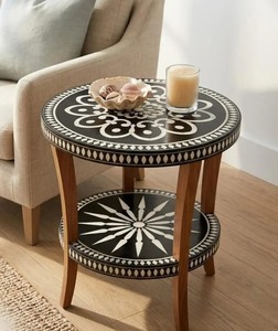 Console et tabourets décoratifs en os incrusté, qualité unique, faits main, élégants, pour salon et bureau - Product Image 4