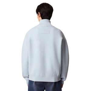 Cardigan en tricot bleu clair pour homme, fermeture éclair intégrale, col montant, manches longues, décontracté, chaud pour l'hiver, tricot de qualité supérieure, mode masculine - Product Image 3