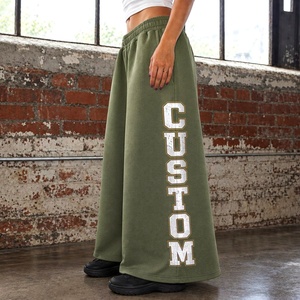 Pantalon de survêtement unisexe tendance en molleton de coton coupe ample avec impression réfléchissante personnalisée style streetwear - Product Image 1