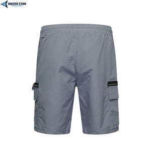 Shorts cargo sportifs pour hommes à taille haute avec cordon de serrage, en tissu satiné polyester/coton, écologiques, séchage rapide, style vintage - Product Image 2