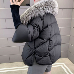 Manteau court en duvet de canard pour femme, style hiver, avec garniture en fourrure de renard, respirant, épais, doudoune matelassée, vente chaude - Product Image 2