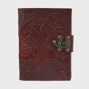 Grand carnet en cuir pleine fleur fait main, motif arbre gaufré, style rustique, pour journal intime et croquis - Product Image 3