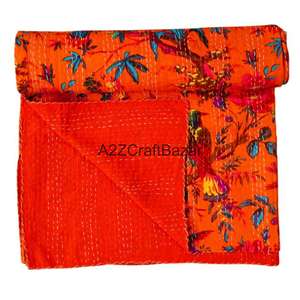 Couverture Kantha artisanale en coton biologique, élégante et raffinée, écologique, vintage, réversible, pour la maison et l'hôtellerie, vente en gros - Product Image 4