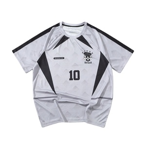 เสื้อเจอร์ซีย์อเมริกันฟุตบอลสีขาวตาข่าย  แผ่นสีดำตัดกัน พิมพ์หมายเลข  ผลิตจากโพลีเอสเตอร์ 100% ชุดทีมเพื่อประสิทธิภาพสูง  OEM เสื้อยืดคอกลม - Product Image 1