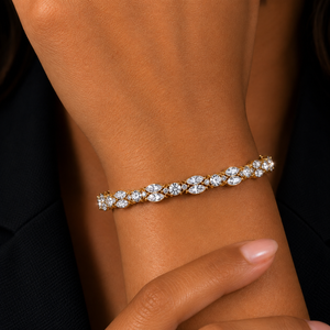 Pulsera de tenis con diamantes cultivados en laboratorio de corte pera y marquesa DEF VVS, oro macizo de 14K, regalo de aniversario, joyería fina personalizada OEM al por mayor - Product Image 2