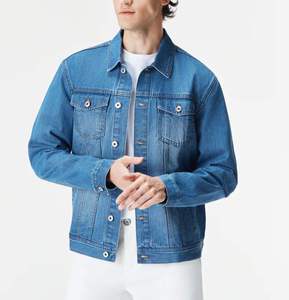 Veste en jean classique pour homme, en coton délavé, col rabattu, simple boutonnage, coupe droite, style automne - Product Image 2