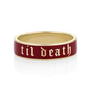 Anillo de Compromiso Unisex de Oro Sólido de 14k con Grabado Gótico Clásico, Joyería Única para Parejas, Regalo - Product Image 1