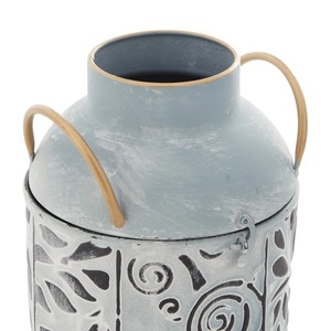 Juego de jarrones decorativos rústicos azules con asa, estilo linterna metálica, ideales para decoración de mesa del hogar y como adorno festivo. - Product Image 5