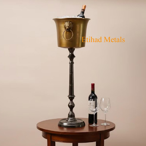 Vintage Brass Champagne Bucket Aluminum Wine Bottle <b>Cooler</b> - Product Image 4