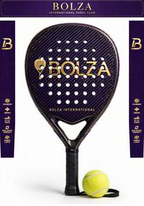 Bolza International Carbon Fiber Padel Racket Lightweight PP Honeycomb Core 22mm Beam Width Vibration Absorption 365g for - Product Image 2