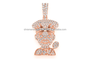 Hip Hop Trendy 925 Silver Rhodium Plated Custom Pillsbury Chef Natural Diamond Iced Party Wear <b>Pendant</b> Fashionable Charm Gift - Product Image 5