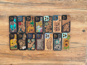 เคสไอโฟนหนังแท้ลายดอกทานตะวันสไตล์ตะวันตกใหม่เคสโทรศัพท์หนังคาวเกิร์ลสำหรับ iPhone 15 PRO MAX - Product Image 5