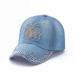 Fashion Embroidery Denim Waterproof Sporty <b>Baseball</b> <b>Cap</b> with Rhinestones Washed Design for Unisex Outdoor Sun Protection - Product Image 3