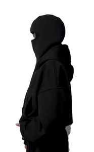 OEM Custom Logo <b>Men</b> <b>Face</b> <b>Mask</b> Full Zip Balaclava Hoodie Full Coverage Kangaroo Pocket Blackout Pullover 100% Cotton Winter - Product Image 3