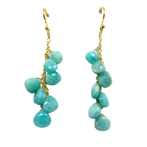 Colgante Plata de Ley 925 Chapado en oro Amazonita Piedra preciosa Clásico Barato Elegante Mujer Use Pendientes colgantes - Product Image 1