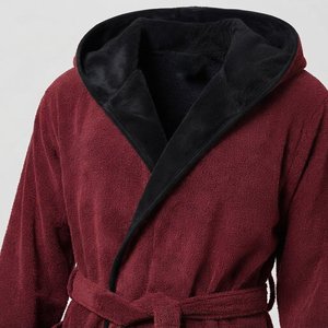 Cozy Full Length Hooded Terry Robe For Adults Soft 100% Cotton Winter Wear With Drawstring Closure Solid Color - Product Image 4