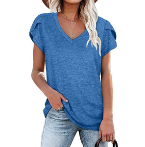 Wholesale Custom V Neck Graphic T-shirt Ladies Loose <b>Tops</b> Blank Tee T-Shirt Plus Size Oversized T Shirt for Women T-Shirt - Product Image 5