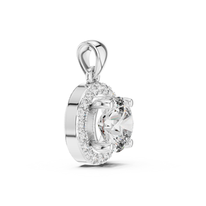 Colgante de Diamante Cultivado en Laboratorio de Lujo de 1.00 CT con Corte Halo, Micro Pavé con Diamantes de Acento, Certificado IGI, Joyería Chapada en Oro de 10K/14K/18K - Product Image 3