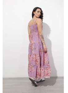 Vestido Midi de Algodón con Tirantes Morados para Mujer, Sin Mangas, Verano, Casual, Línea A, Cómodo, Transpirable, Elegante, Vestido para el Día a Día - Product Image 3