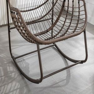 Sedia a Dondolo Reclinabile in Rattan Rosa per Esterni con Cuscino Imbottito per Veranda, Soggiorno, Patio e Giardino - Product Image 6