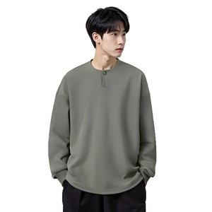 Suéter de punto extragrande para hombre, de color sólido, con cuello abotonado, manga larga, estilo casual para otoño - Product Image 6