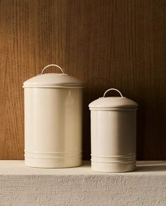 Gray Metal Tea Sugar Coffee Canisters Cylinder Shape With Lid Airtight Freshness Preservation <b>Kitchen</b> <b>Storage</b> Containers Minimal - Product Image 5