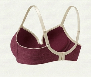 Soutien-gorge bordeaux à armatures pour femme, coupe pleine, avec dentelle, bretelles réglables, dos en Y, push-up, élégant pour le quotidien - Product Image 4