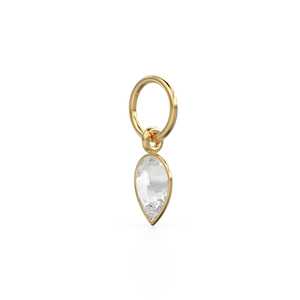 Colgante de oro macizo con cuarzo blanco de estilo minimalista, piedra de nacimiento de abril, engaste de bisel, pequeña gema blanca - Product Image 4